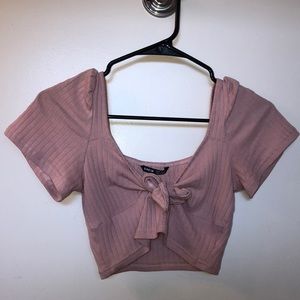 Tie up pink crop top